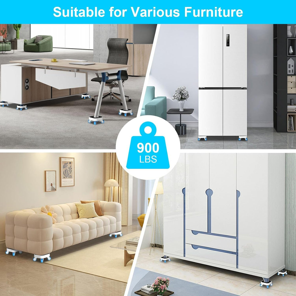 New Upgrade Furniture Movers with Wheels, Furniture Sliders with 360° Rotatable 1.25in Wheels