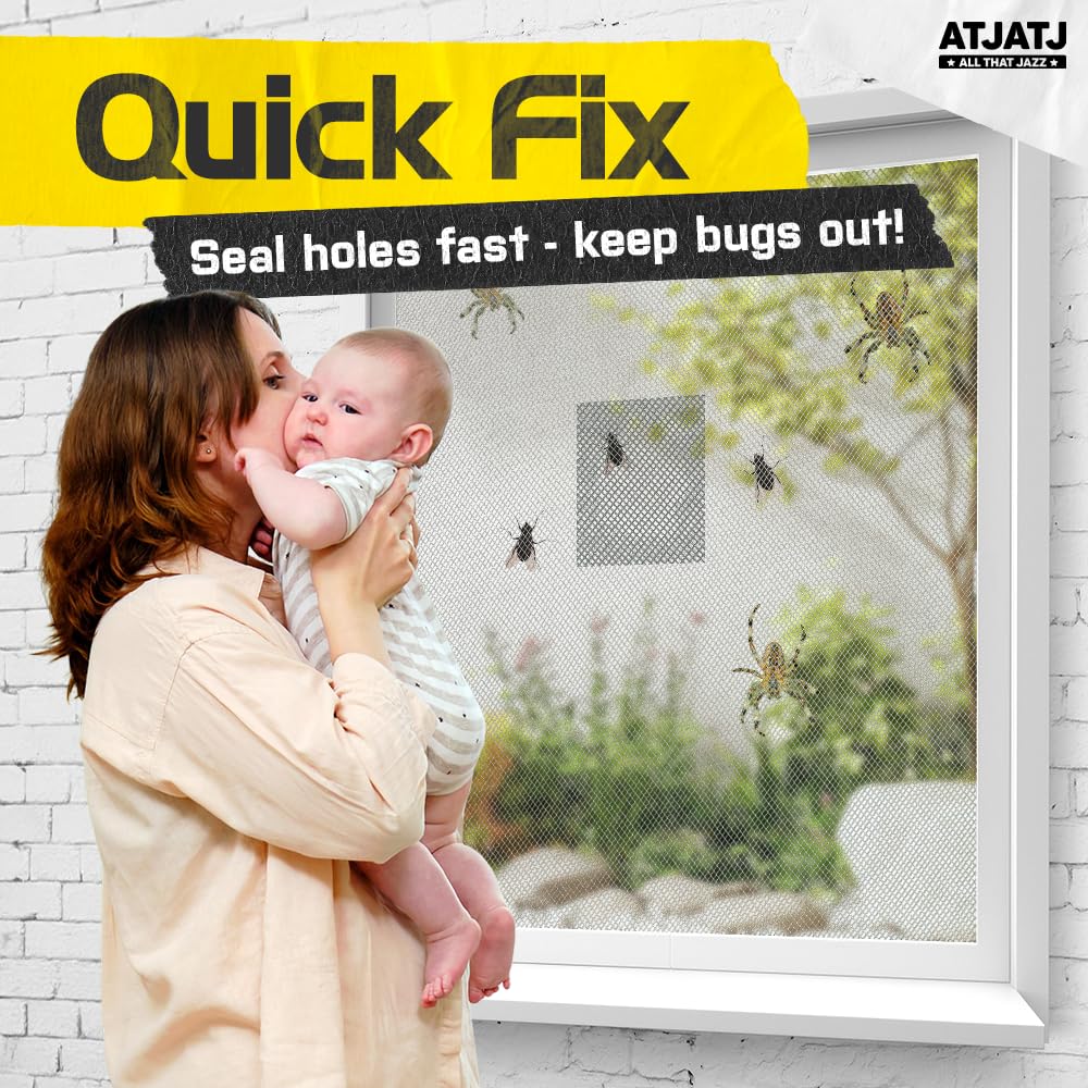 2in x 30ft (360in) Window Screen Repair Tape, Screen Door Replacement Kit, Mosquito Net Repair