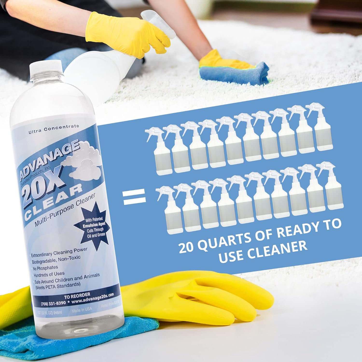 All Purpose Cleaner Concentrate - Advanage 20X The Wonder Cleaner Unscented for All Surfaces Around
