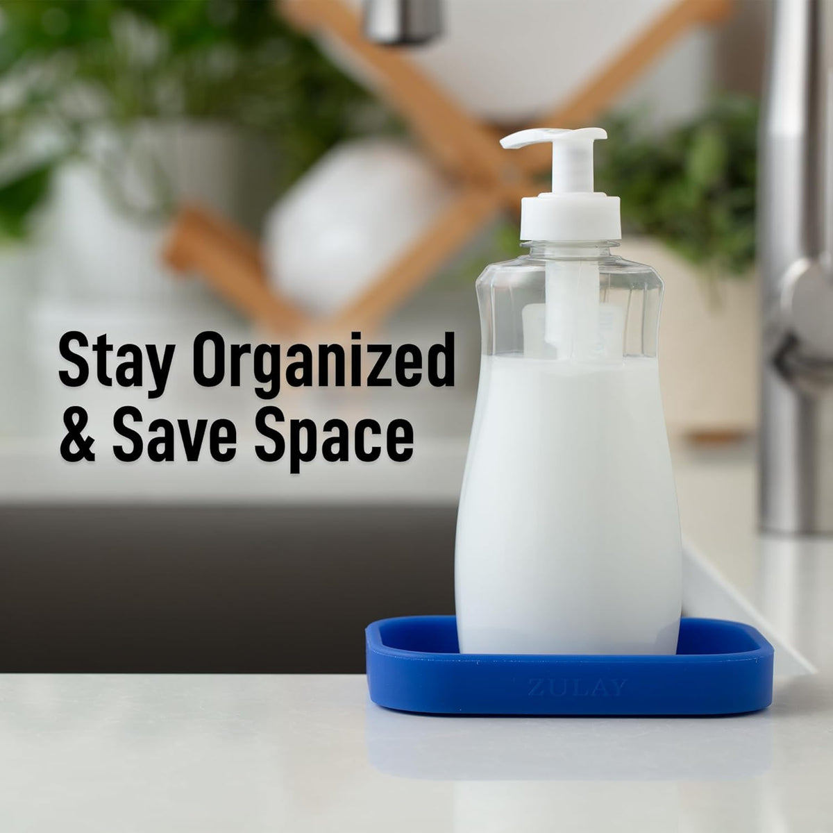 Zulay Kitchen Small Silicone Sponge Holder (4.9x3.3”) – Space-Saving Sink Organizer Tray for