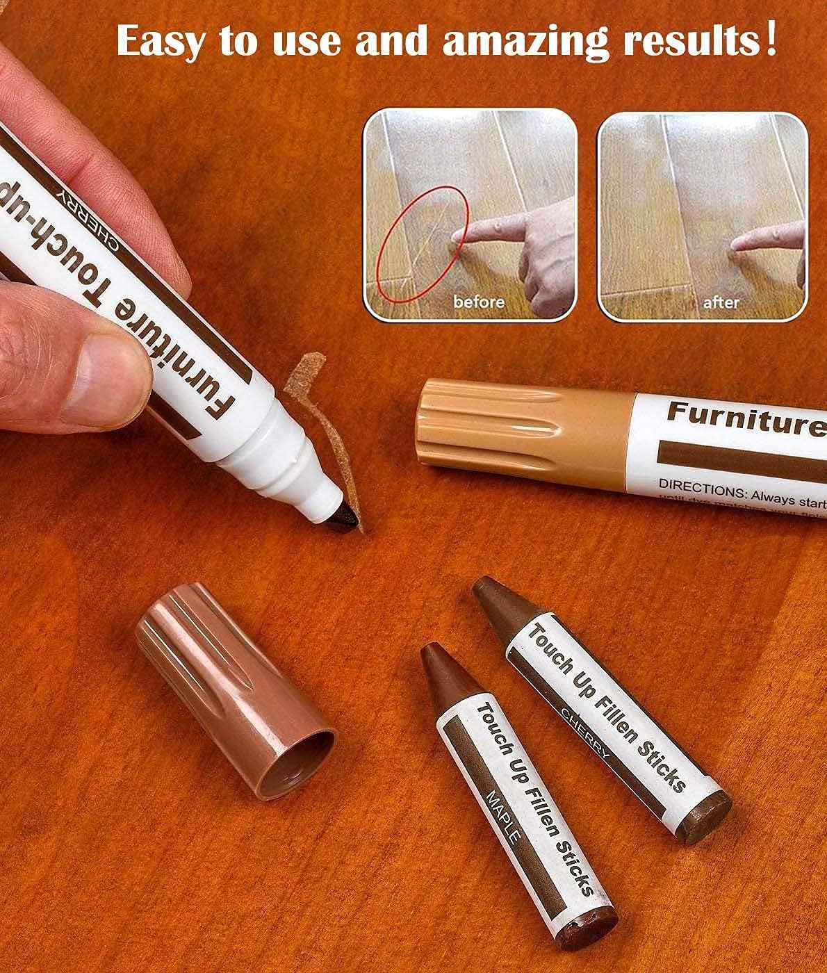 Lifreer Revolutionary Furniture Touch Up Markers, 12 Colors Wood Scratch Repair Markers Kit