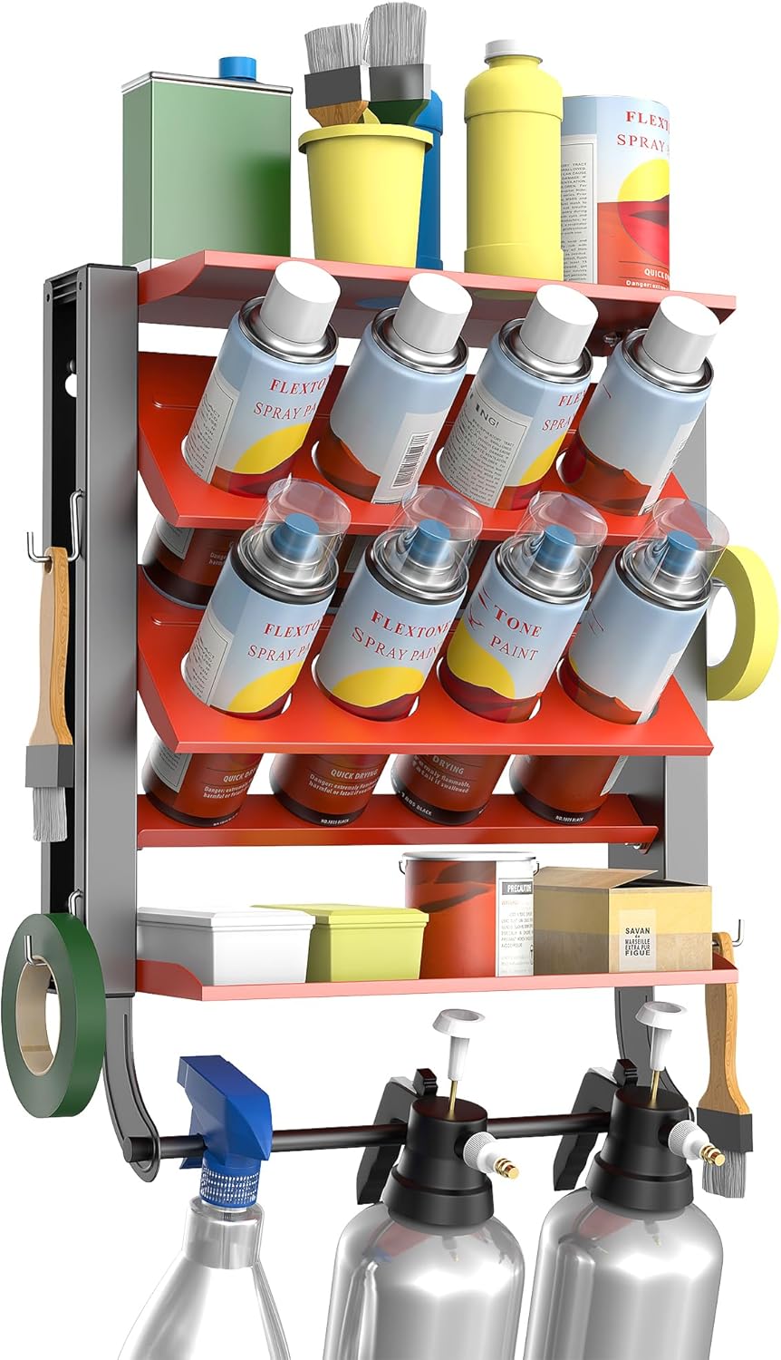 Ultrawall Spray Can Holder Rack, Heavy Duty Steel Wall Mounted Spray Bottle Holder, Garage Tool