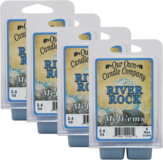 Our Own Candle Company Premium Wax Melt, River Rock Scent, Handmade in The USA, 24 Cubes (4 Pack