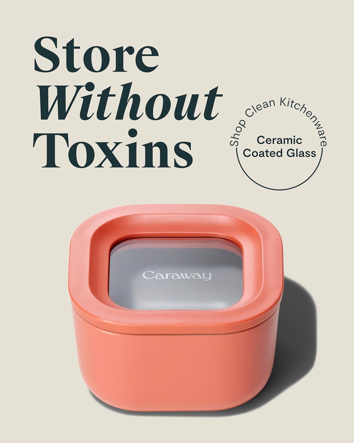 Caraway 2pc Glass Food Storage Set - 1.75 Cup Food Containers (2) - Non-Toxic Ceramic-Coated Glass