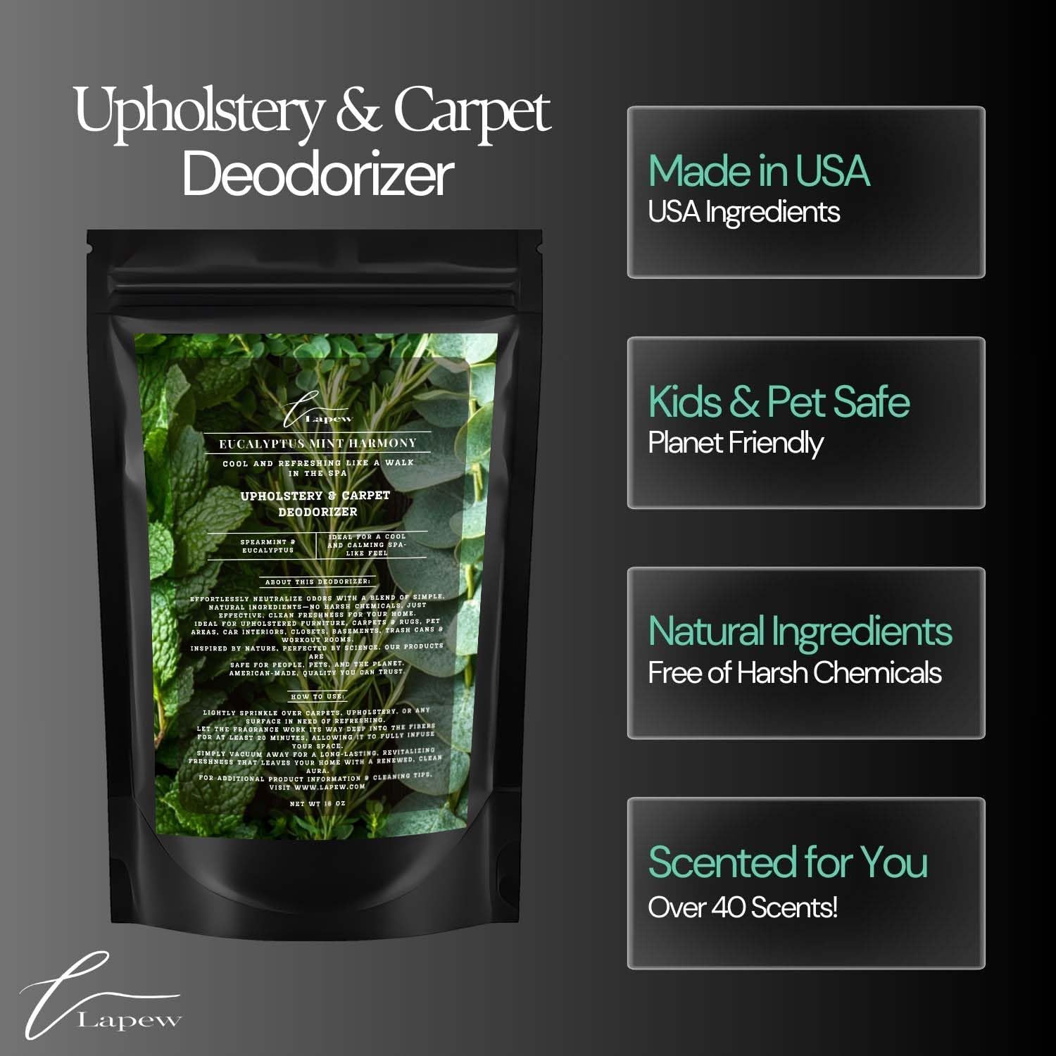 Eucalyptus Mint Harmony Carpet Freshener Powder: Powerful Odor Eliminator for Home, Upholstery