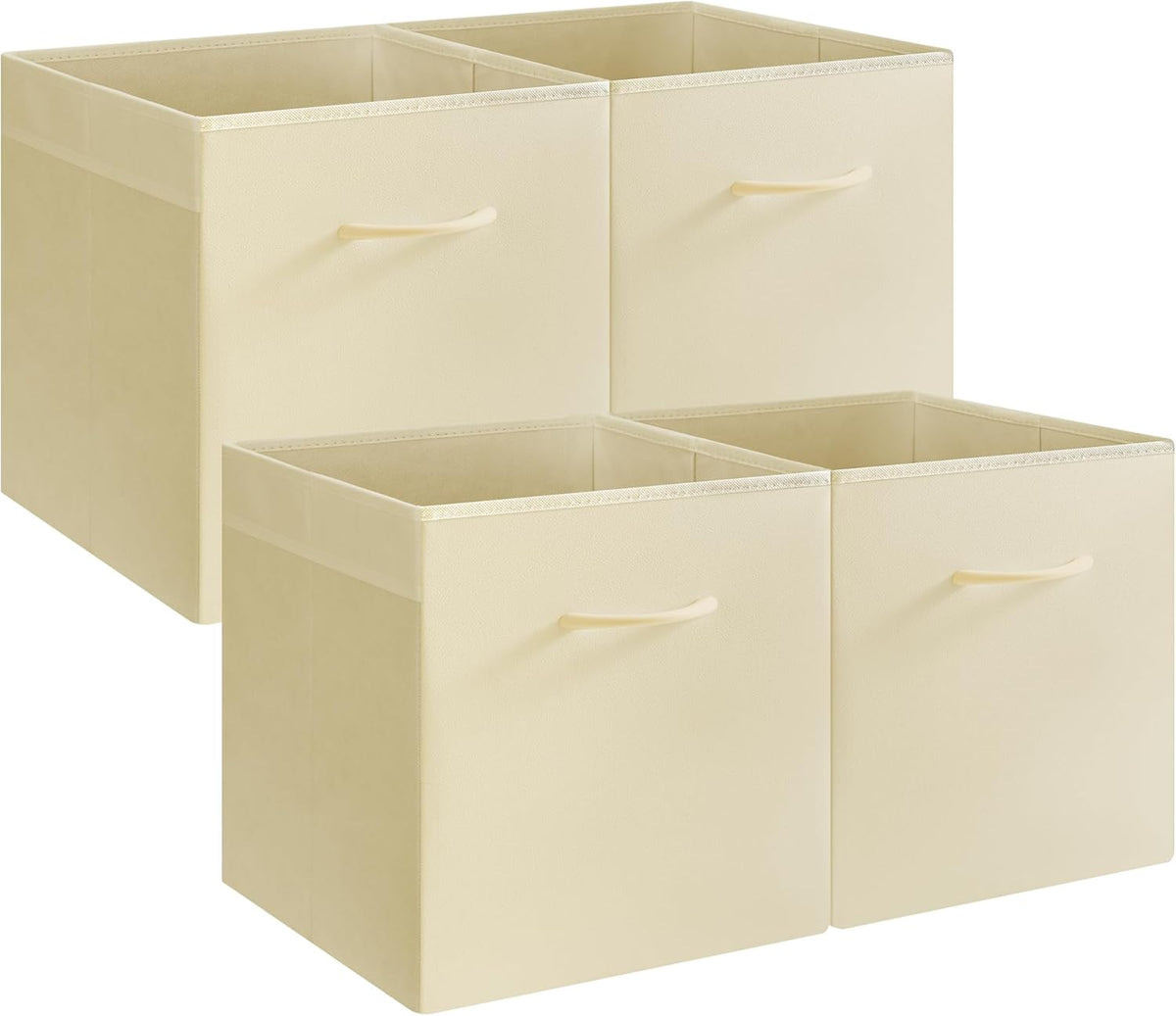 StorageWorks Beige Storage Cubes, 13x13 Storage Cube Bins with Handle, Cube Storage Organizer Bins