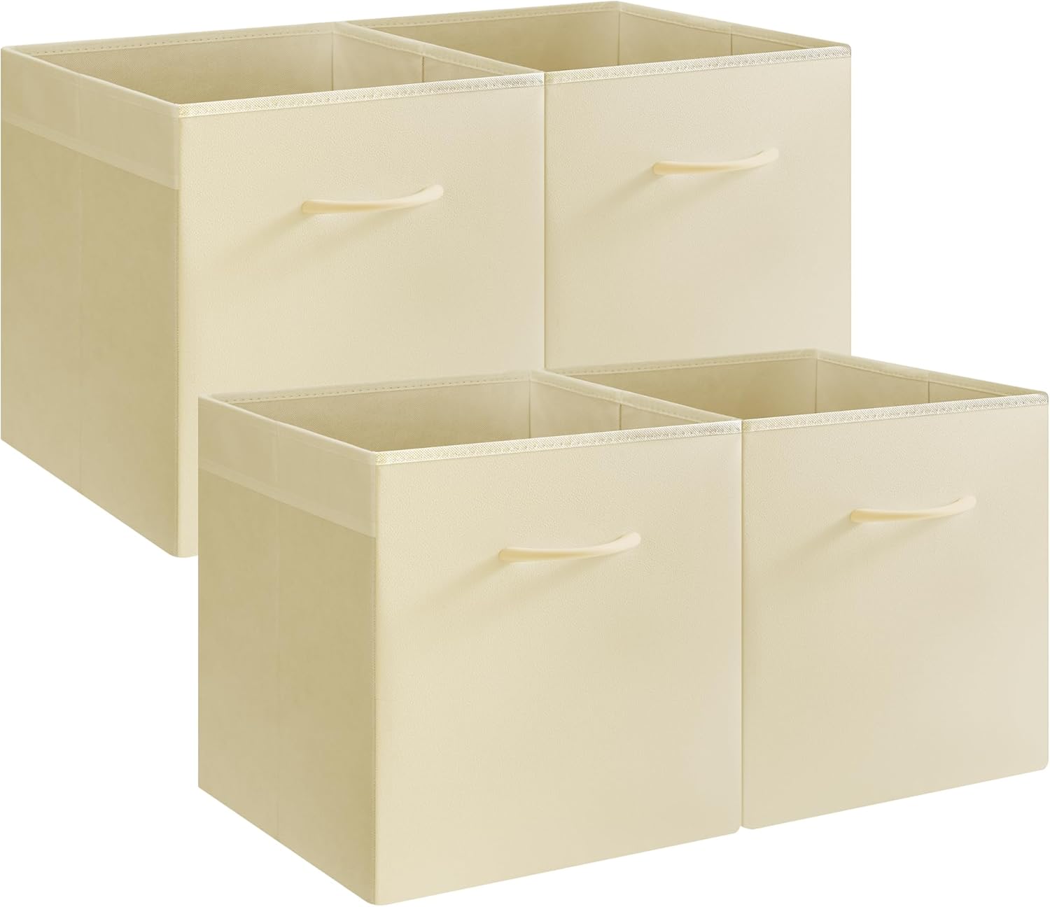 StorageWorks Beige Storage Cubes, 13x13 Storage Cube Bins with Handle, Cube Storage Organizer Bins