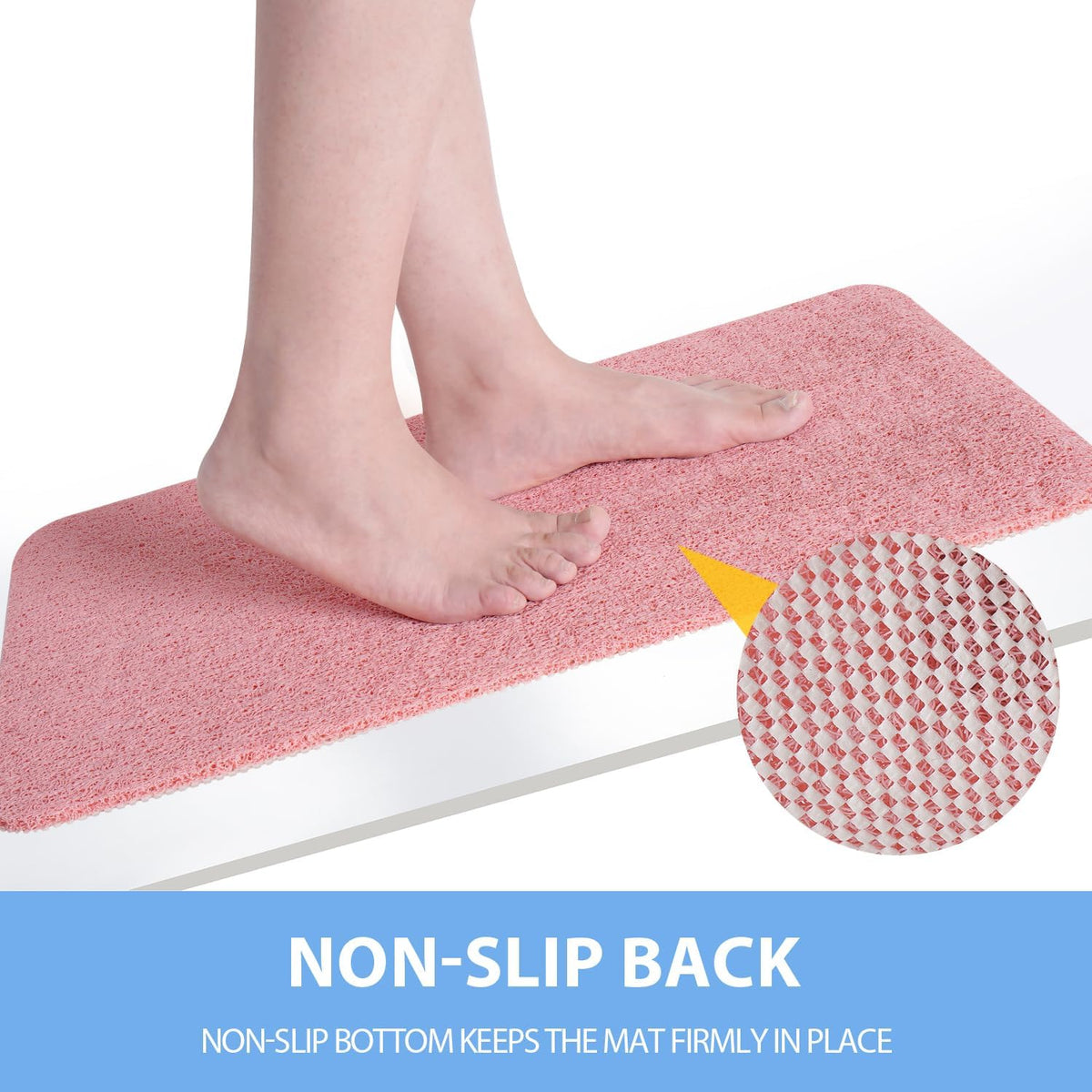 Non-Slip Bathtub Mat, Anti Slip Shower Mat, Fast Drying Bathtub Mats, Foot Scrubber Mat, Anti Slip