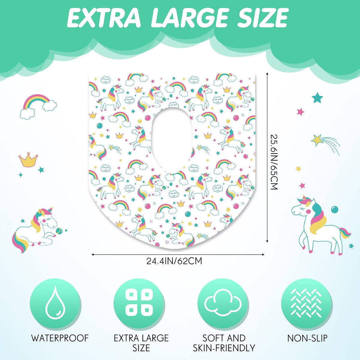 50 Packs Disposable Toilet Seat Covers Extra Large Individually Wrapped for Kids and Adults