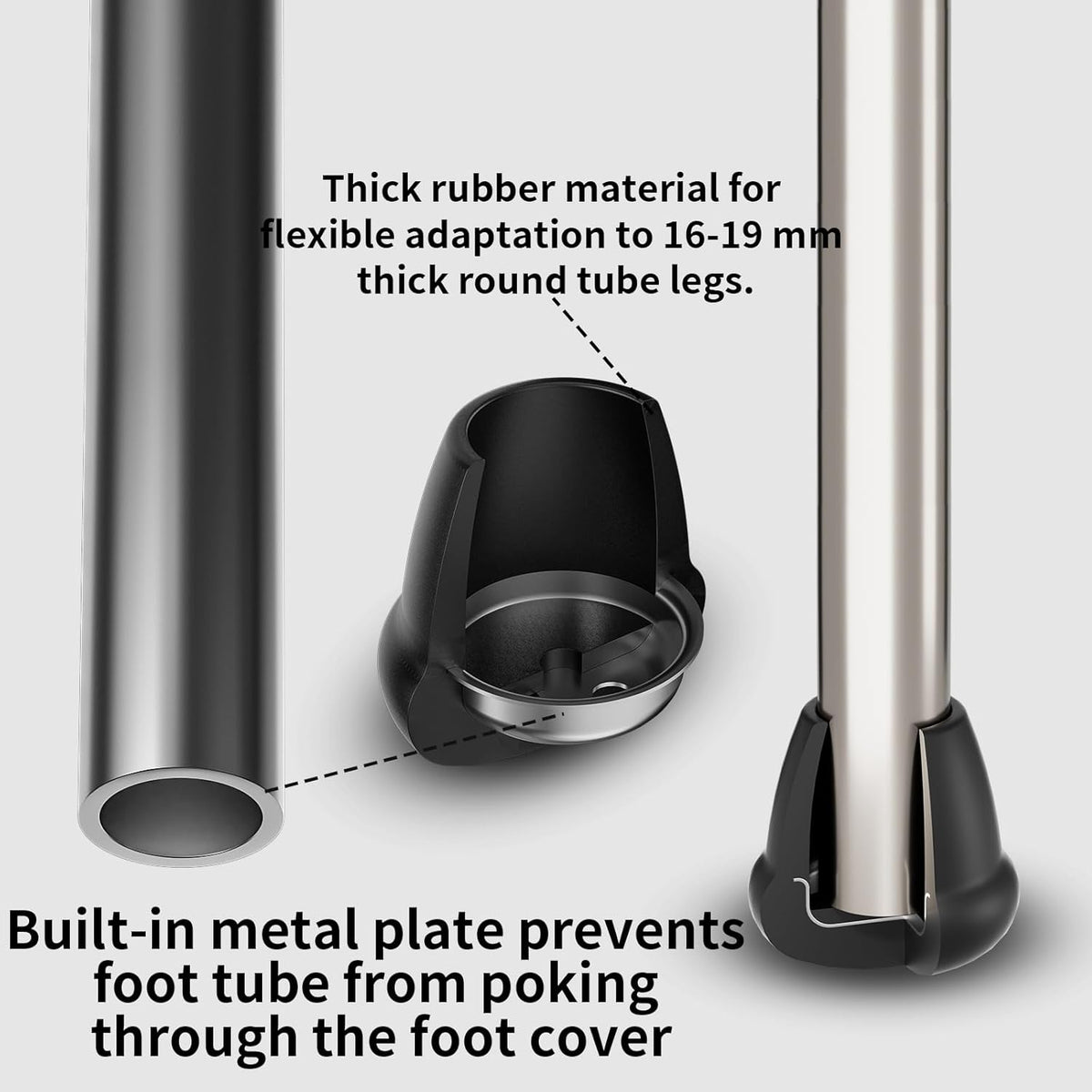 0.75 Inch Heavy Duty Rubber Chair Leg Caps - 24 PCS Non-Slip Furniture Floor Protectors with Metal
