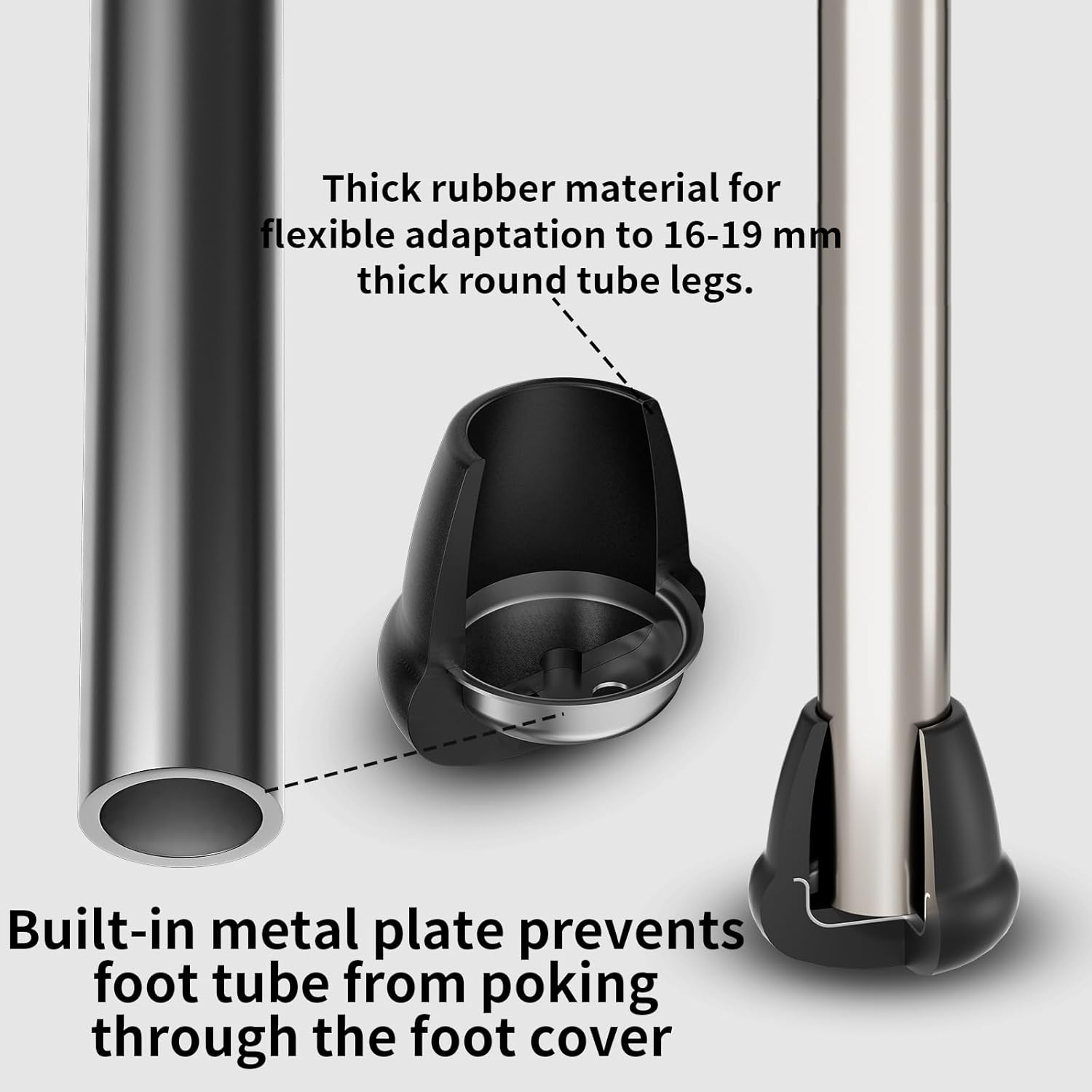 0.75 Inch Heavy Duty Rubber Chair Leg Caps - 24 PCS Non-Slip Furniture Floor Protectors with Metal