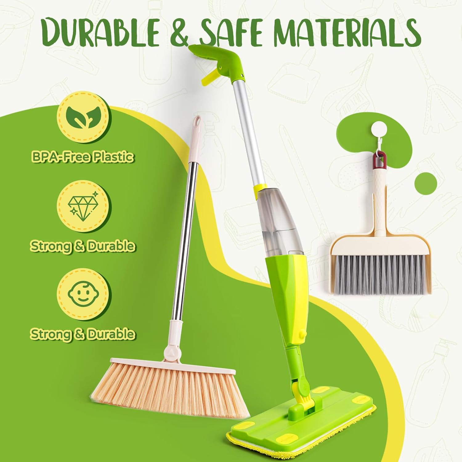 Kids Cleaning Toy Set,Mini Spray Mop Montessori Toys Pretend Play Cleaning Tool for Toddlers with