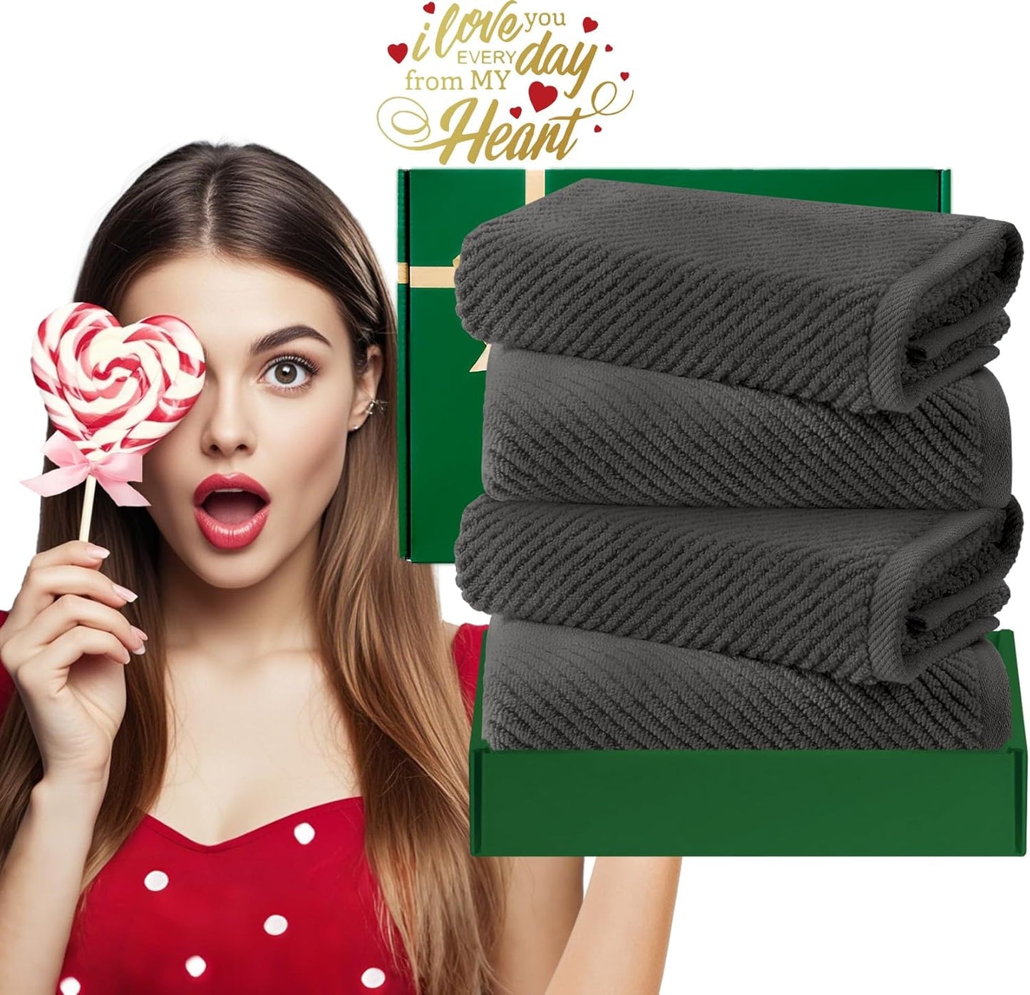 VOOVA & MOVAS Gray Hand Towels for Bathroom, Large 18" x 28" - 100% Cotton | Thick | Quick Dry |