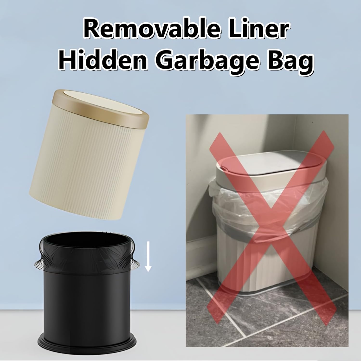 URALFA Automatic Motion Sensor Bathroom Trash Can with Lid, 10.5 Liter / 2.8 Gallon Touchless Trash