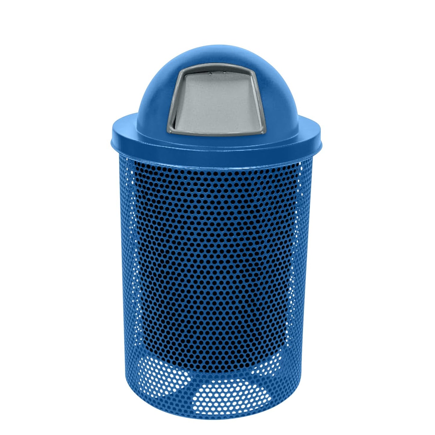 COATEDOUTDOORFURNITURE RDT-P-TXTLBL Heavy Duty Round Trash Receptacle with Dome Top, Liner