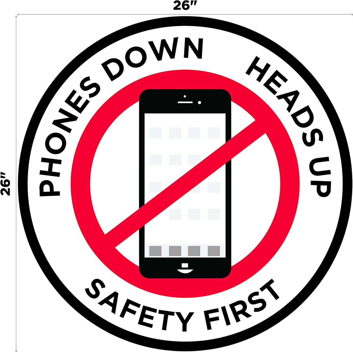 "Phones Down Heads Up" Safety Sign - Laminated Adhesive Floor Signs by Graphical Warehouse (26)