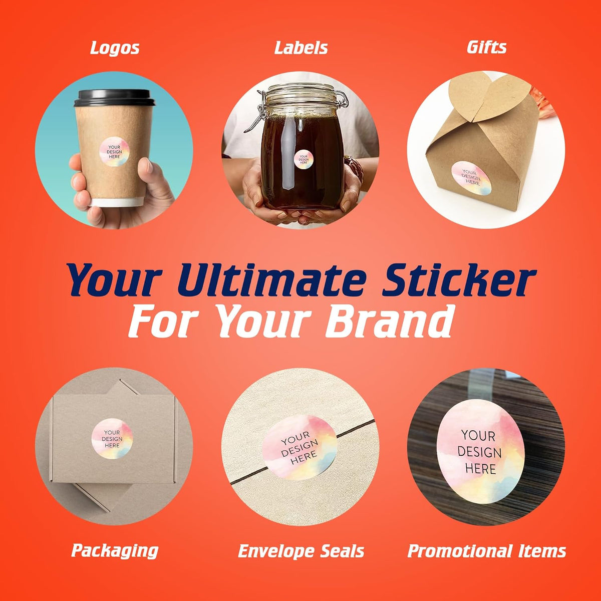 100 Custom Vinyl Stickers - Upload Your own Image, Text, Design, Logo - Personalized Logo Labels