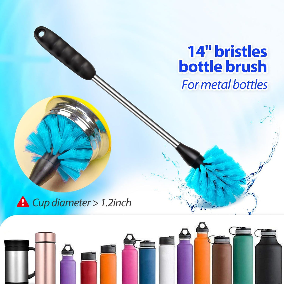 Holikme Bottle Brush Tube Cleaning Lab Set with Long Handle, Cup Cleaner for Washing Narrow Neck