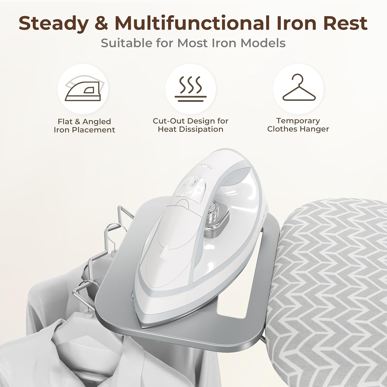 Yaheetech Foldable Ironing Board, Heavy Duty Iron Board with 9 Adjustable Heights, 4 Layer Cover