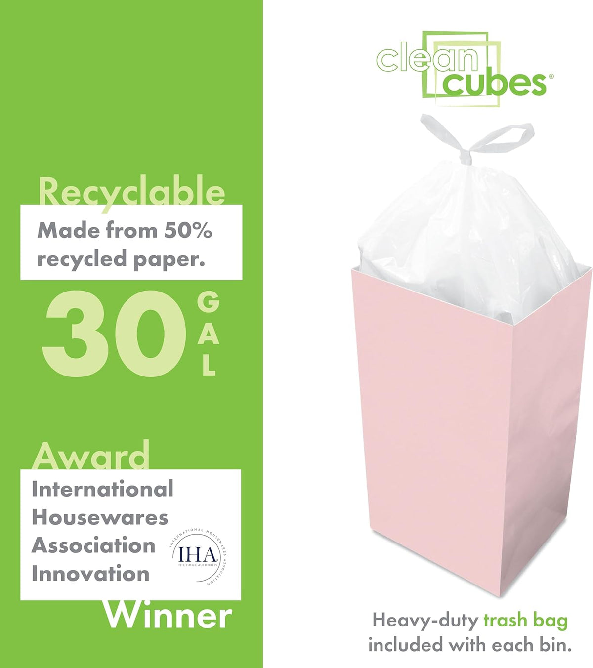 30 Gallon Disposable Pop-Up Trash Cans (3-Pack) with Fitted Bags – Foldable Garbage & Recycling