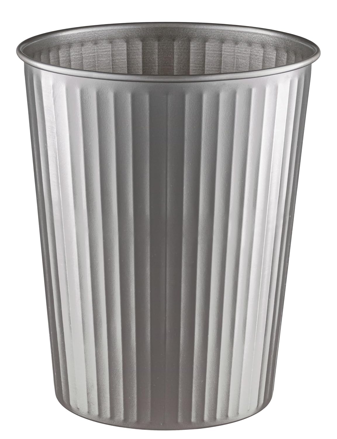 Monarch Abode Pewter Handcrafted Ridge Embossed Metal Wastebasket for Home Office, Decorative Waste