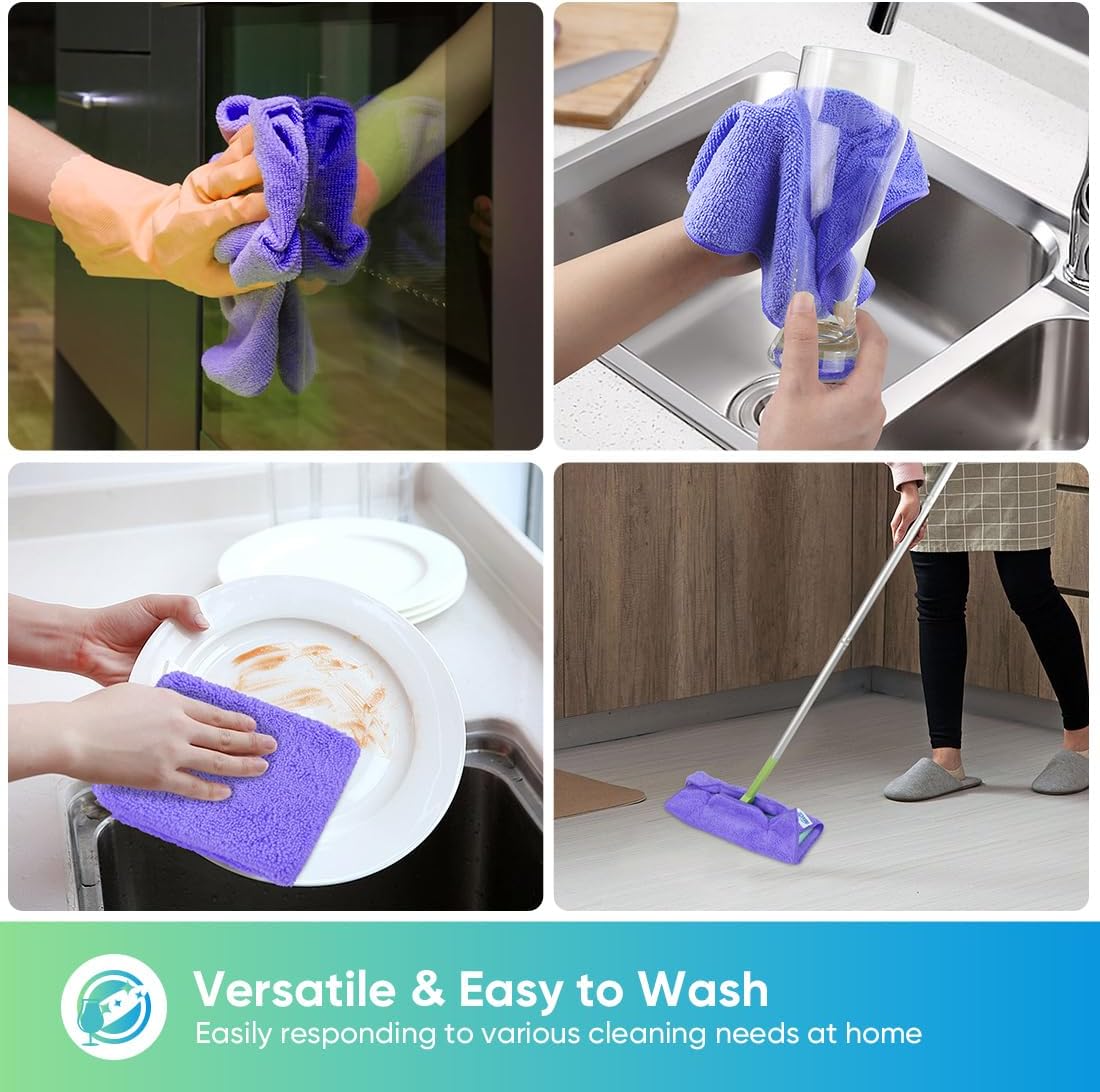 HOMEXCEL Purple Microfiber Cleaning Cloth, 12 Pack Premium Microfiber Towels for Cars, Lint Free