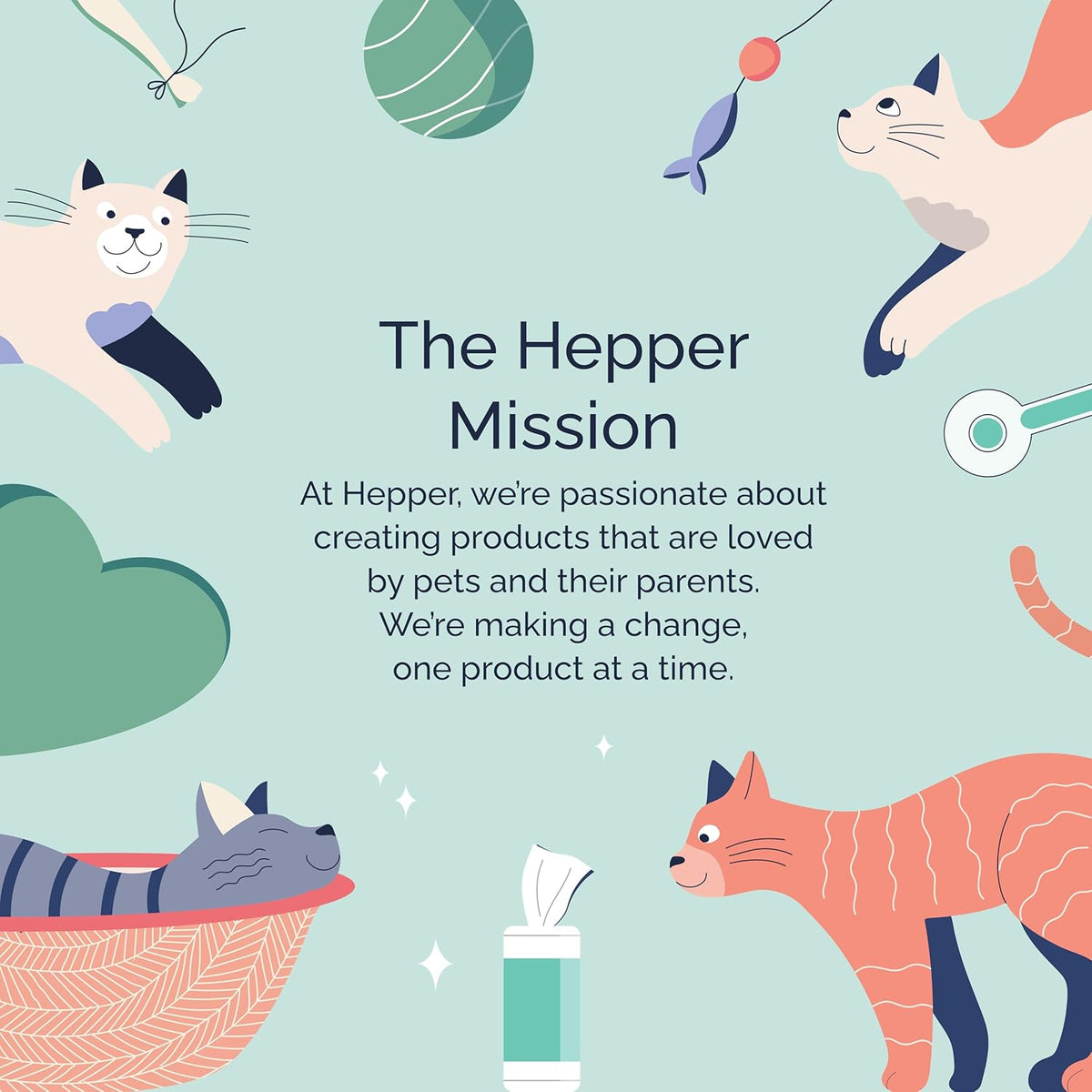 Hepper Wash Wipes - Soft Pet Cleaning Wipes Enriched with Aloe & Cucumber Scent for Waterless