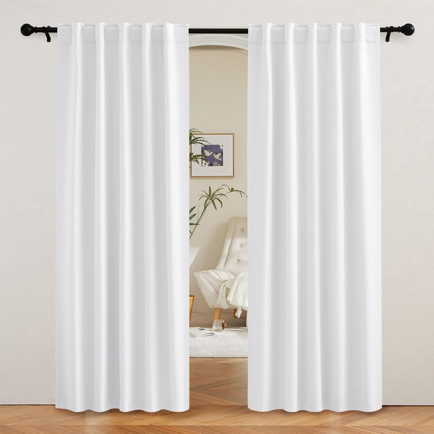 RYB HOME Blackout Curtains 80 inches Long Thermal Insulating Large Window Curtains for Living Room