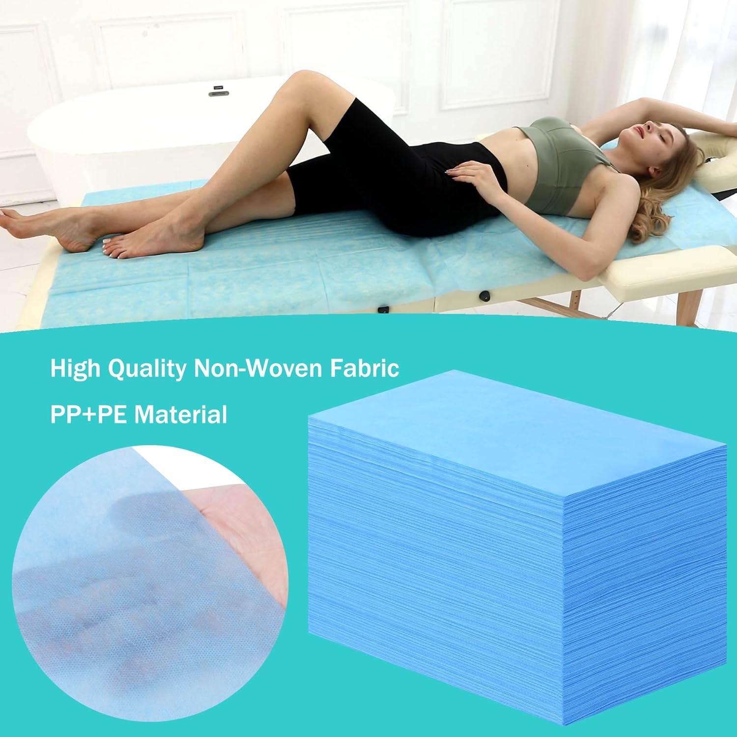 Disposable Bed Sheets for Massage Table 200 Pcs 31" x 71" Waterproof Massage Table Sheets Soft Non