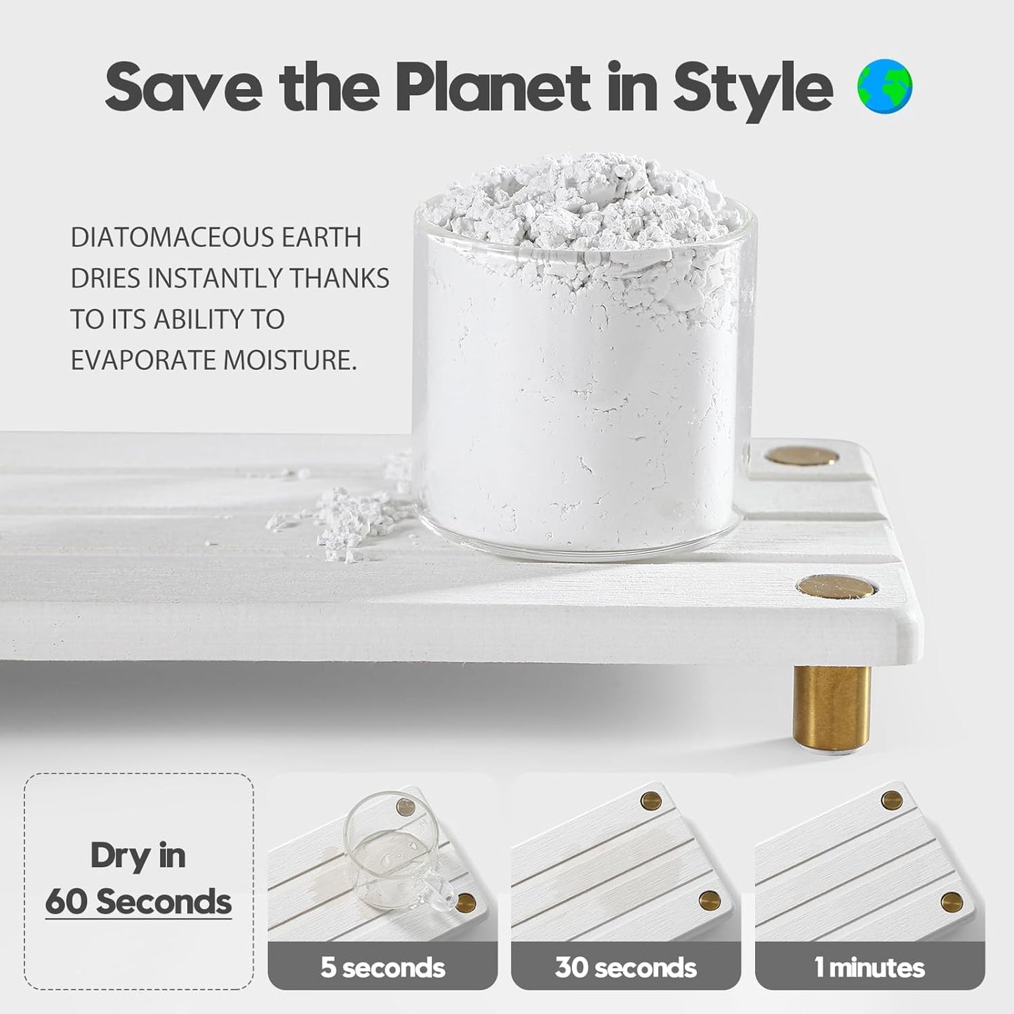 Instant Dry Sink Caddy Kitchen Sink Organizer, Quick Drying Diatomaceous Earth Stone Sink Tray