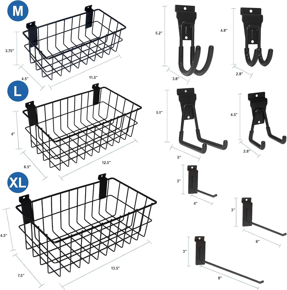 NeatiEase 29 PCS Slatwall Accessories Kit for Garage Rooms Shops Storage, Slat Wall Accessory