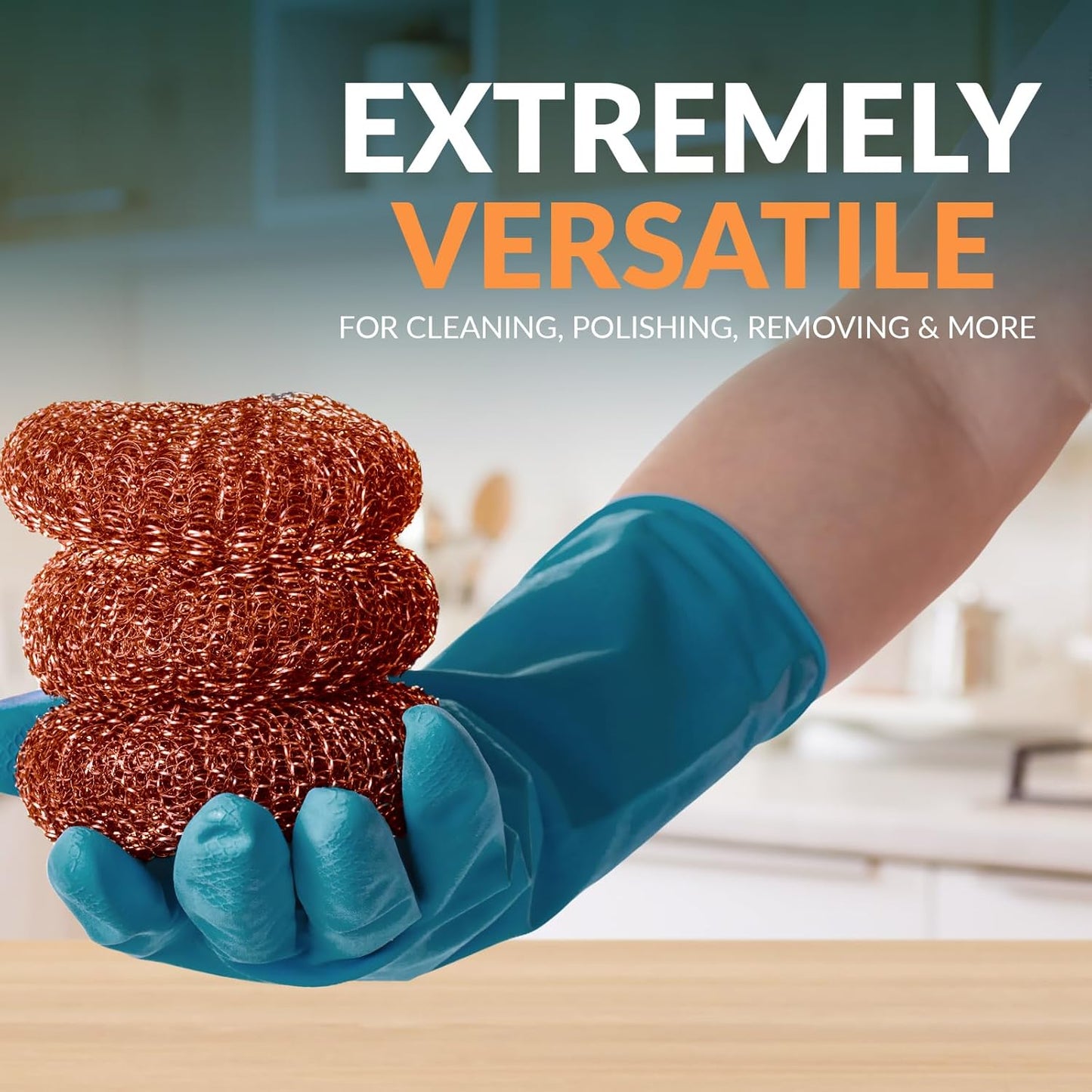 PAMI Heavy Duty Non Scratch Copper Scrubbers for Pots and Pans, Copper Wool Scrubber, Reusable