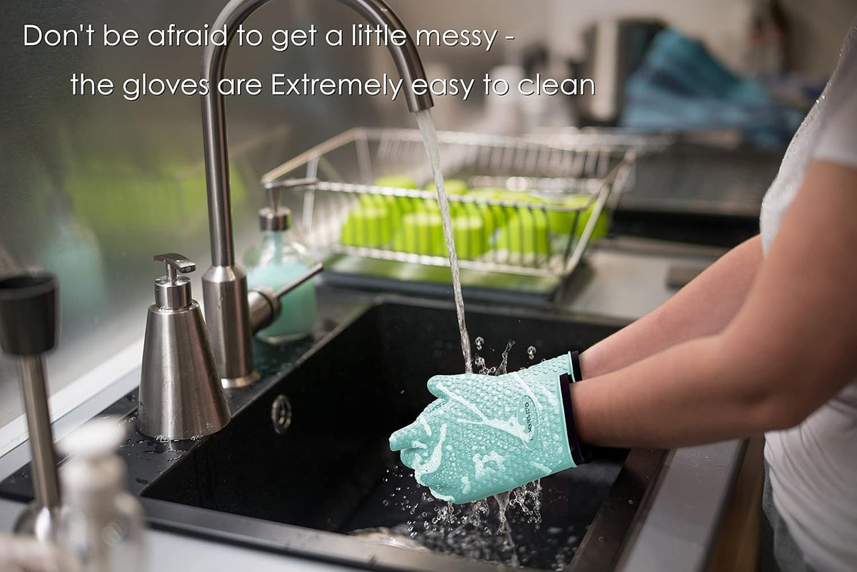 KITCHEN PERFECTION S Silicone Smoker Oven Gloves -Extreme Heat Resistant BBQ Gloves -Handle Hot