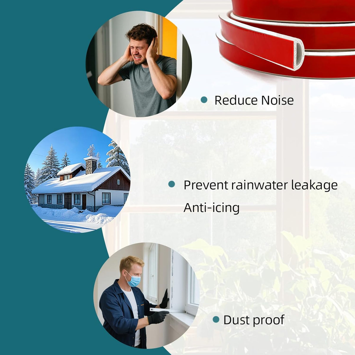 White Rubber Weather Stripping, Self-Adhesive D Shape Rubber Seal for Boat, Auto, RV, Marine