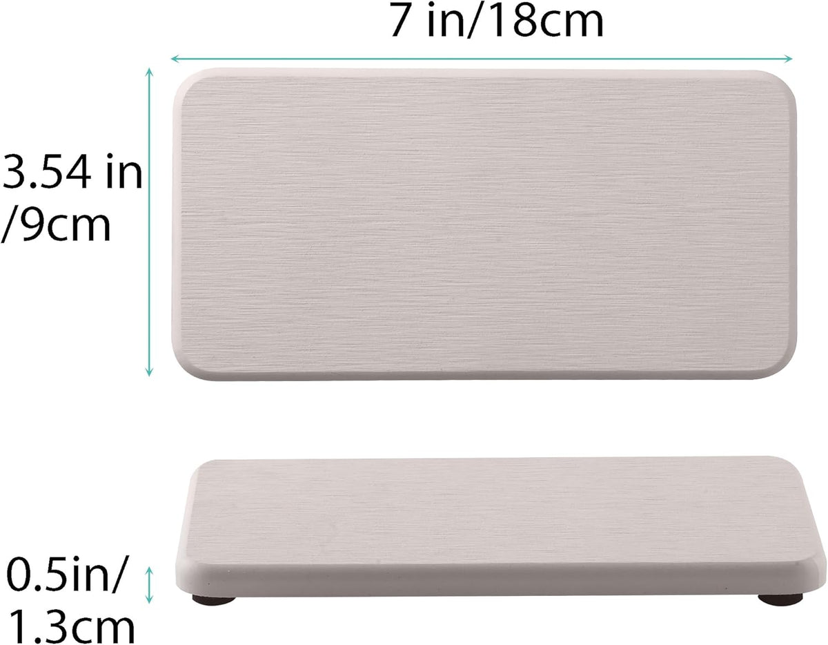 2 Pcs Water Absorbing Stone Trays, Kitchen/Bathroom Sink Soap Dish, Diatomite Tray Used for Hand