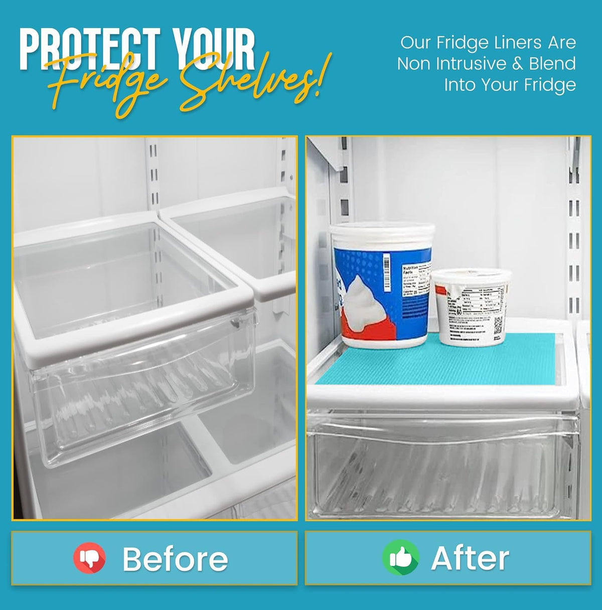 Refrigerator Liners for Shelves by Linda’s Essentials - Easy to Clean Fridge Liner with Spill