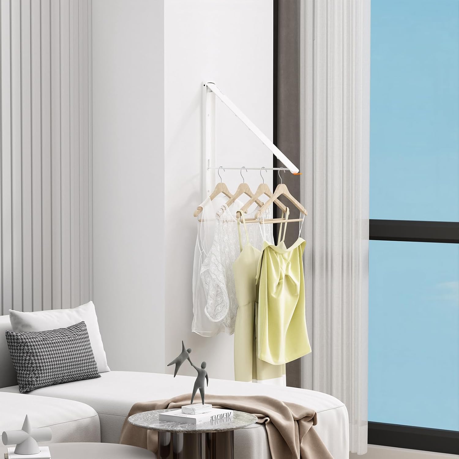 Clothes Drying Rack for Laundry Drying Rack Wall Mounted Clothes Hanger Rack Retractable Laundry