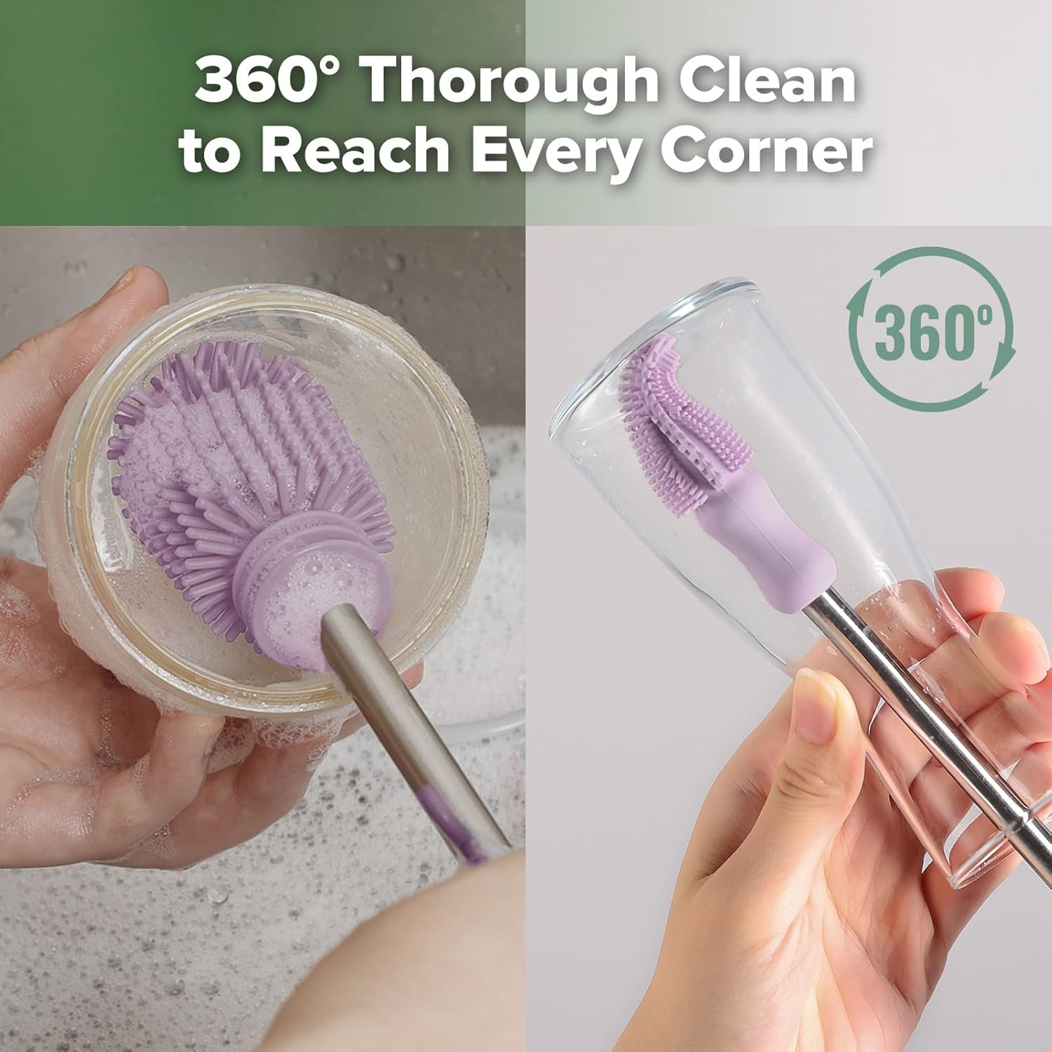 haakaa Silicone Cleaning Brush Kit - Baby Bottle Brush Cleaner for Breast Pump,Nipple,Breast Milk