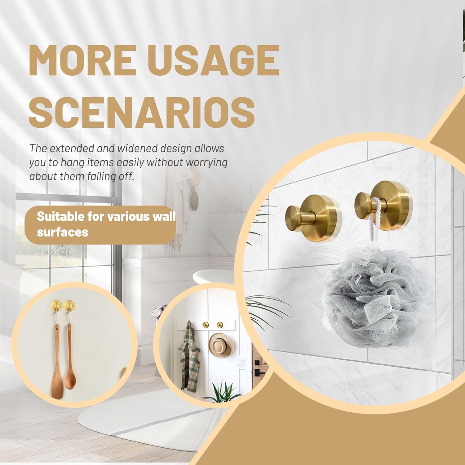 4 Pcs Suction Cup Hooks for Shower，Removable Hooks，Towel Hook，Suction Hook for Bathroom, Bedroom