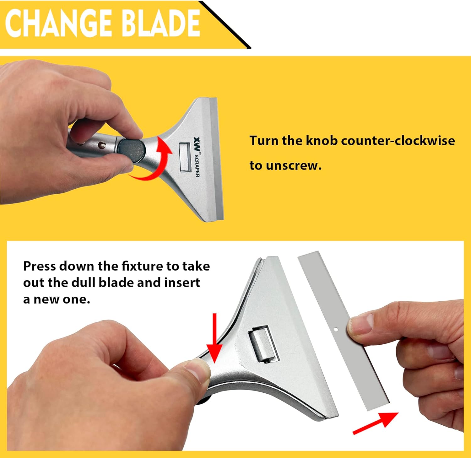 XW Razor Blade Paint Scraper Set, Heavy Duty Putty Knife with Quick Blade Change, Extra 20 PCS