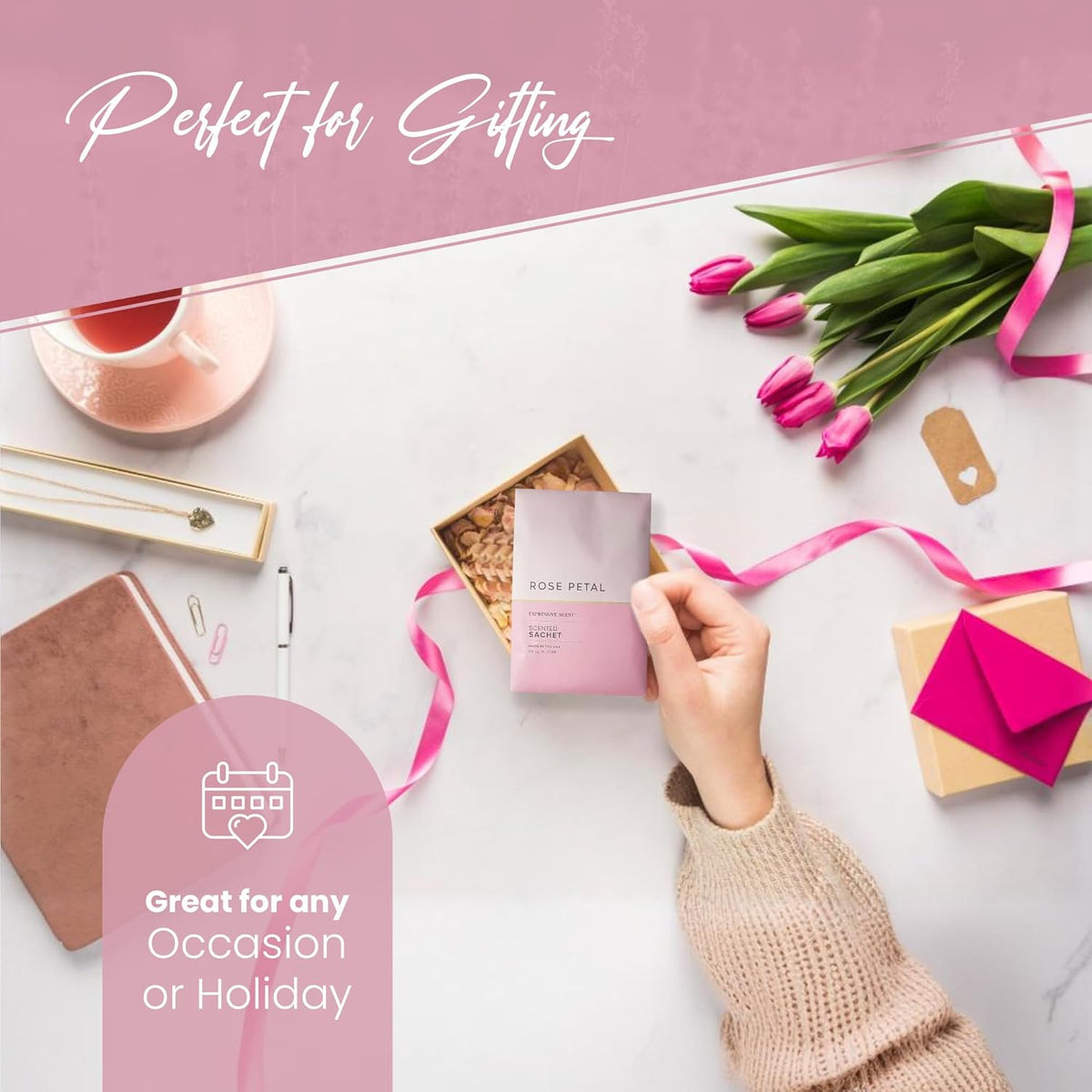 Expressive Scented Fresh Scent Pouches – Perfect Rose Petal Air Freshener – Home Fragrance & Closet