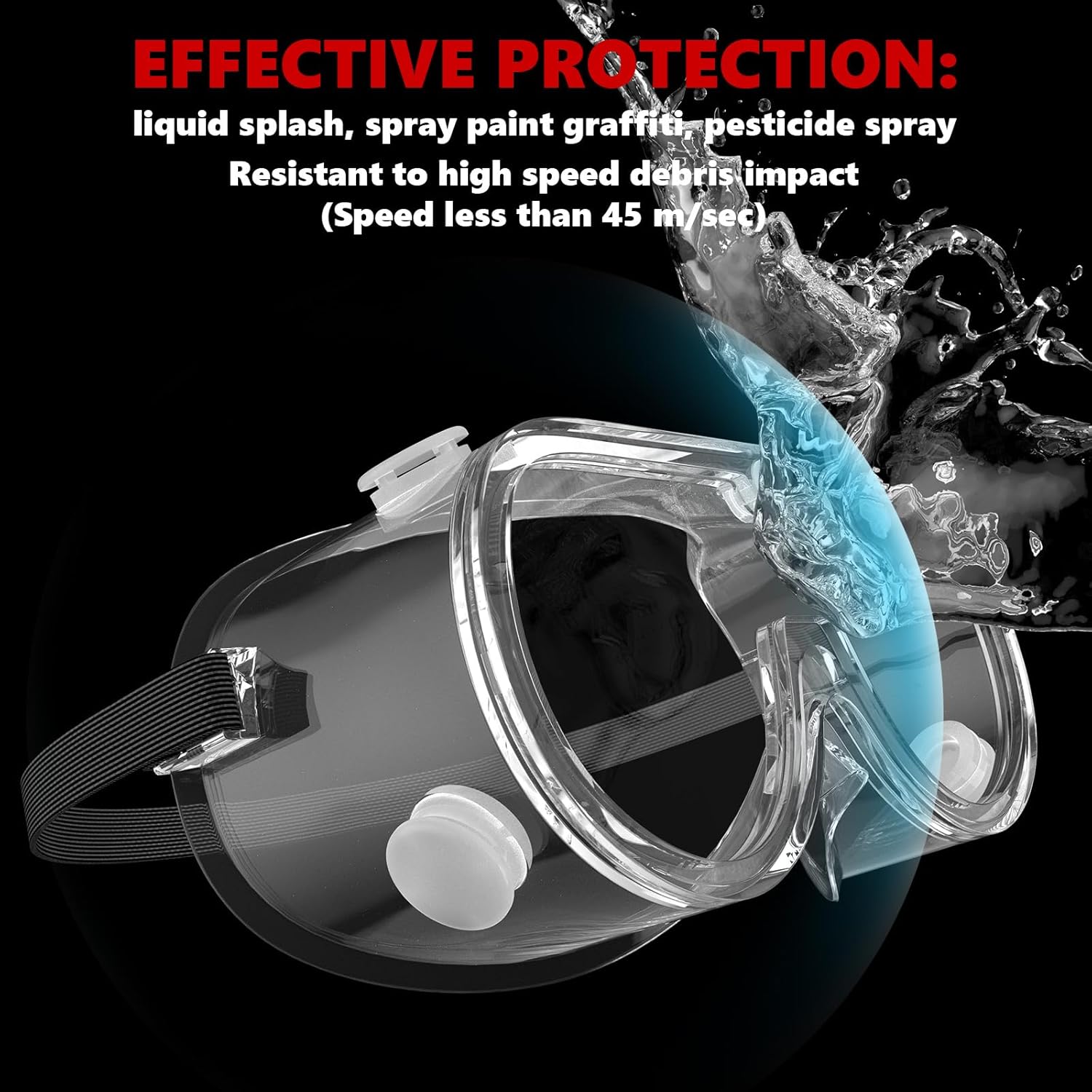 Super More 3PCS Anti-Fog Protective Safety Goggles Clear Lens Wide-Vision Adjustable Chemical