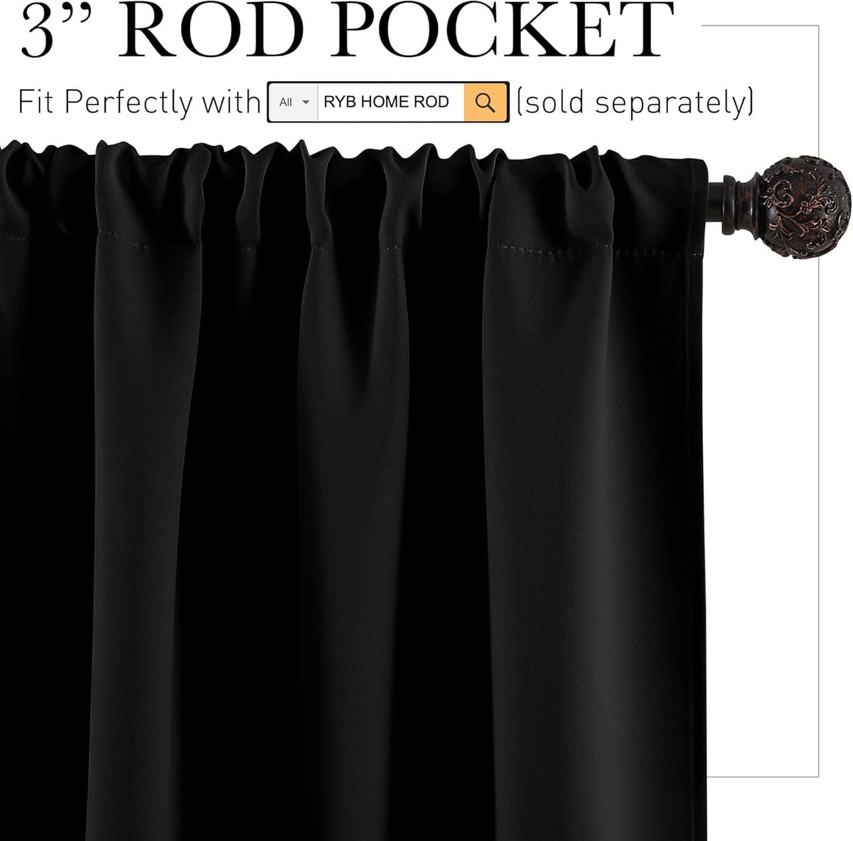 RYB HOME RV Camper Door Window Curtains -Blackout Privacy Curtains & Drapes for Bathroom Bedroom