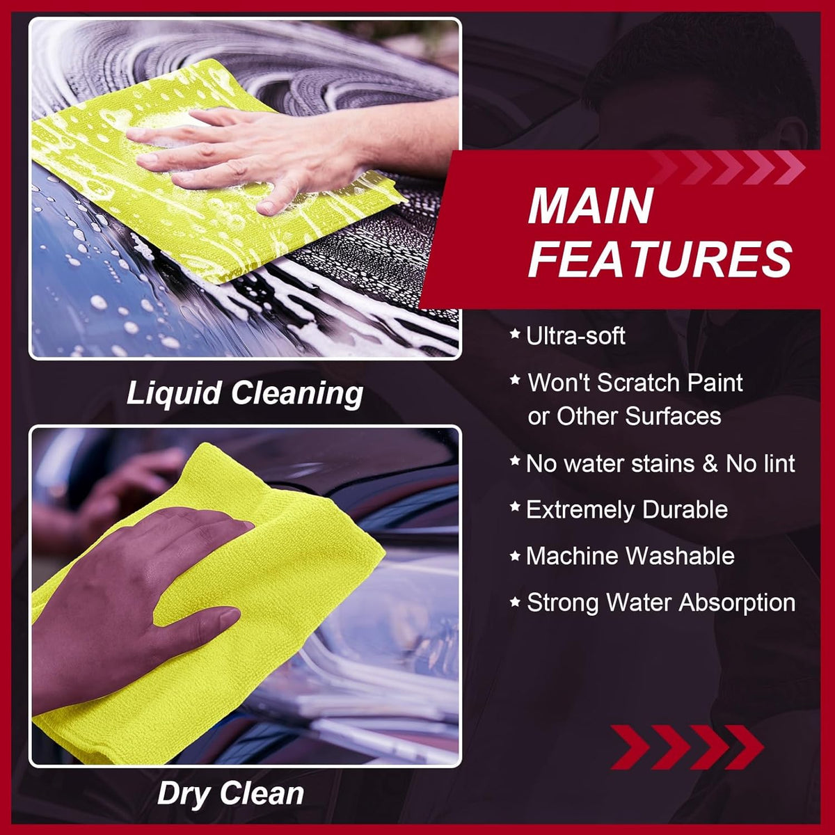 200 Pcs Microfiber Cleaning Cloth 16x16 Inch Microfiber Towels for Car Ultra Absorbent Cleaning