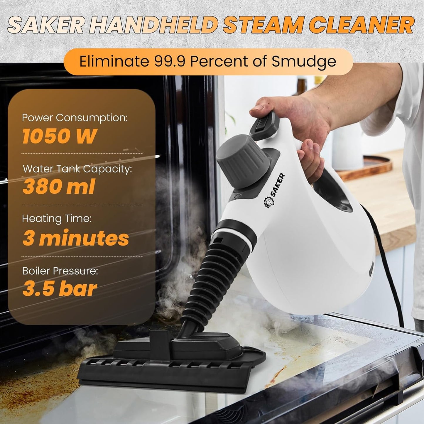 Saker Handheld Steam Cleaner New,Portable Steam Cleaner for Home,1050W Steam Cleaner,9 Fiber Cloths
