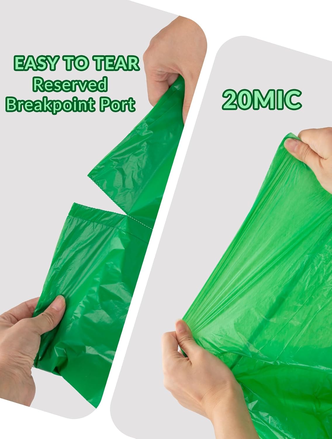 100 Count 100% Biodegradable and Compostable Trash Bags, 40-45 Gallon, 20 Microns, 38x46 Inches