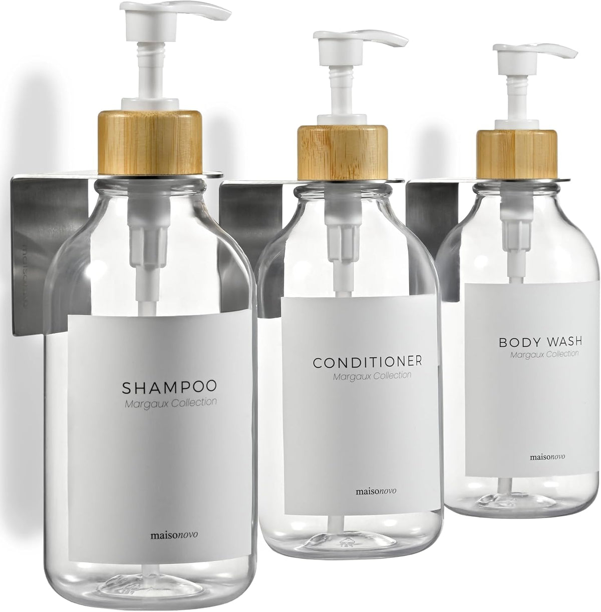 MaisoNovo Shampoo and Conditioner Dispenser - Shower Soap Dispenser Wall Mounted - 16.9 fl oz Set