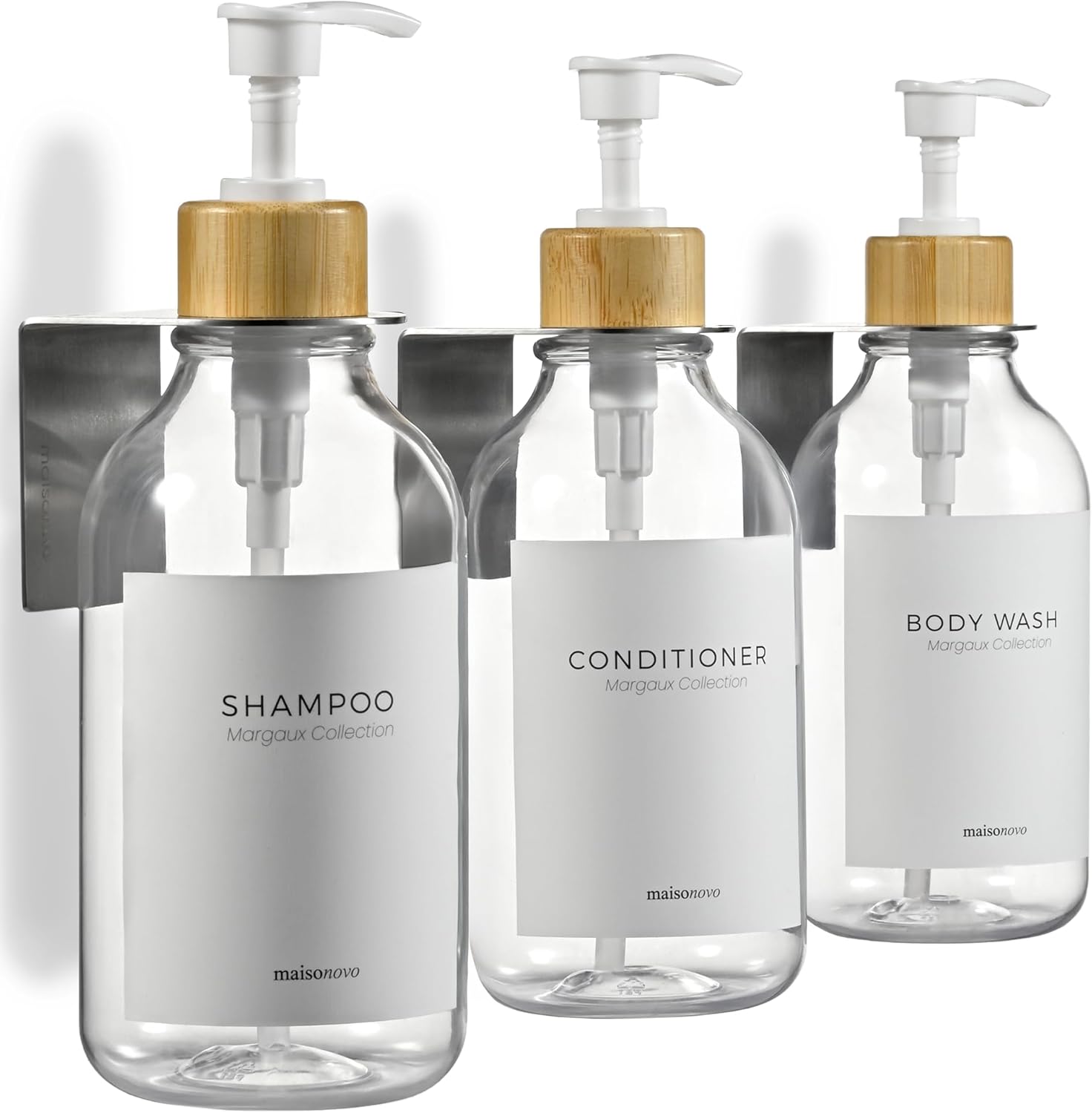 MaisoNovo Shampoo and Conditioner Dispenser - Shower Soap Dispenser Wall Mounted - 16.9 fl oz Set