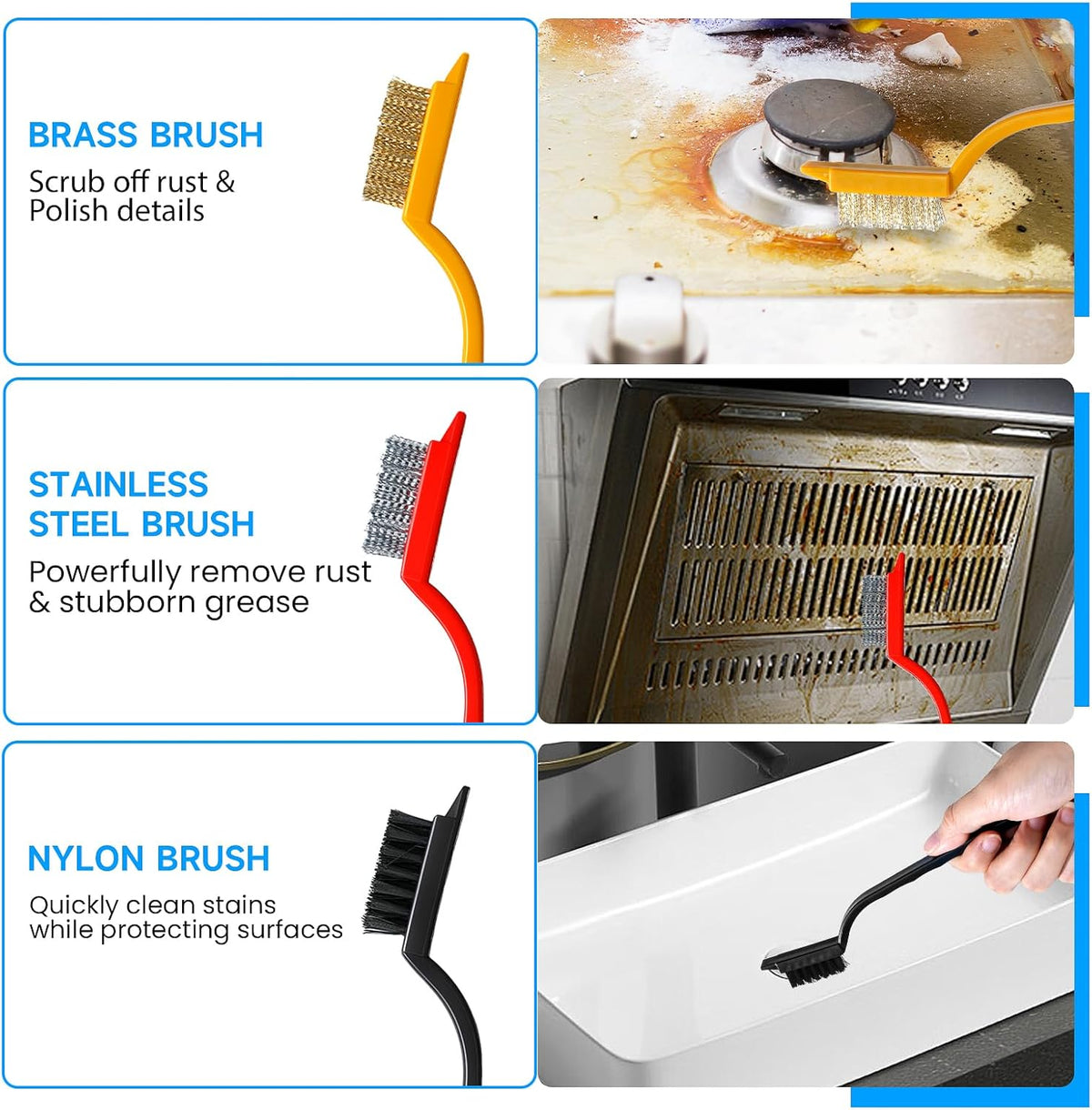 14Pcs Crevice Cleaning Brush Set, V Shape Grout Cleaner Brush for Deep Cleaning Gap, Hard Bristle