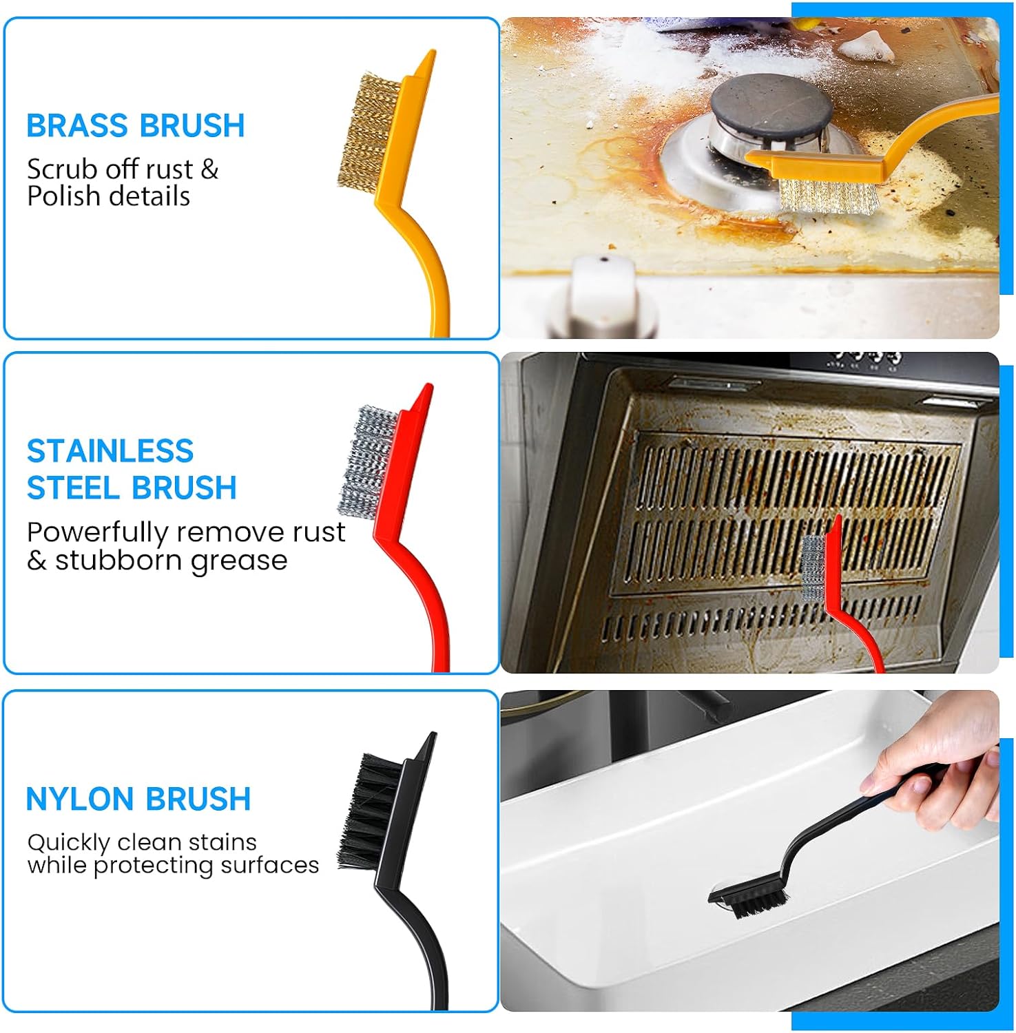 14Pcs Crevice Cleaning Brush Set, V Shape Grout Cleaner Brush for Deep Cleaning Gap, Hard Bristle